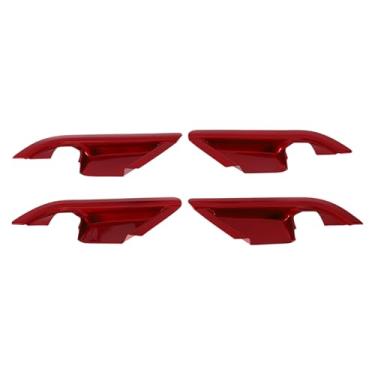 Imagem de Hihaha Acabamento da tampa da maçaneta da porta interior para Toyota Camry 2018-2022 Maçaneta interna acabamento da moldura vermelha ABS 4 peças