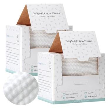 Imagem de Toalha de rosto descartável 100% algodão puro, pacote com 2 toalhas de rosto macias e amigáveis à pele, descartáveis para peles sensíveis, lenços secos, removedor de maquiagem sem fiapos, toalhas