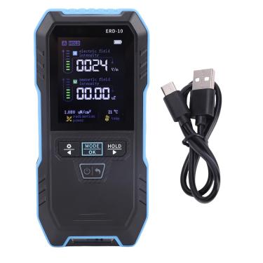 Imagem de Jectse Detector de Campo Eletromagnético, Medidor de Temperatura Magnético de RF Com Tela de Curva, Detector de Trabalho de Trabalho Portátil Recarregável para Wi -Fi, Sinais 5G,