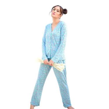 Imagem de Conjunto Pijama Adulto Feminino Longo Aberto Inverno Liganete Blogueir