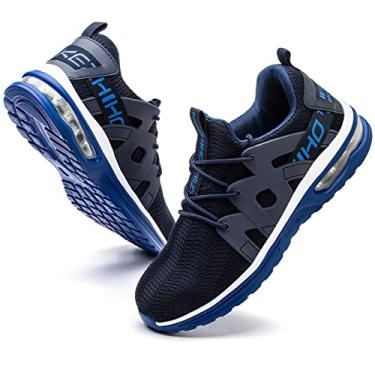 Imagem de Kezhiho Tênis de bico de aço para homens e mulheres, com almofada de ar, leve, confortável, respirável, à prova de perfuração, antiderrapante, construção indestrutível, sapatos de segurança industrial