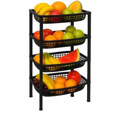 Imagem de Fruteira de Chão São Bernardo Oval em Plástico com 4 Bandejas Preta