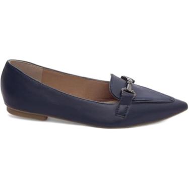 Imagem de Mocassim Sapatilha Feminina Bico Alongado Confortável – Napa, Solado Flexível, Forro Espumado, Palmilha EVA, Antiderrapante (Azul, BR, Adulto, Numérico, Tamanho:35)