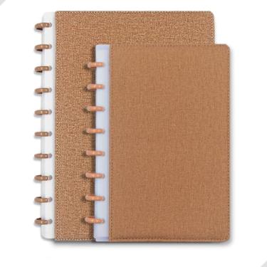 Imagem de 2 Caderno Inteligente de Discos 80 Folhas cada, Caderno Personalizável Argolado Ideal para Estudo Planejamento e Trabalho | Caderno Grande e Caderno médio | Capa Premium Texturizada (Bege)