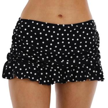 Imagem de Saia de natação Halcurt feminina com babados franzidos e biquíni 2GG p