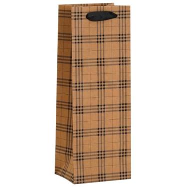 Imagem de Sacola de Papel p/Vinho Quadriculada MR/PT