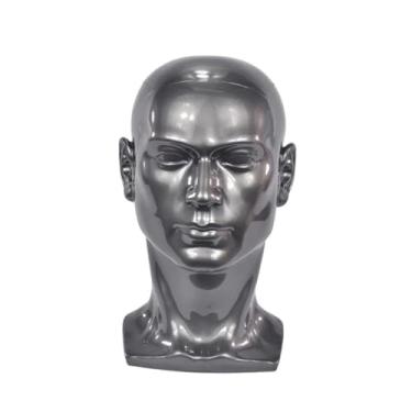 Imagem de Kokiya Suporte de Exibição de Chapéu de Cabeça de Manequim Masculino Suporte de Peruca Estável Suporte de Peruca de Cabeça de Manequim Multifuncional para de, Cinza Prateado