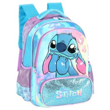 Imagem de Mochila Escolar de Costas Holográfica Luxo Lilo Stitch - Maxlog, AZUL
