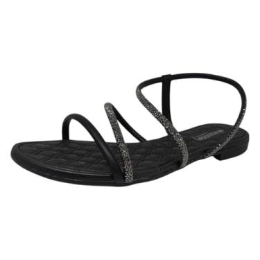 Imagem de Sandália Rasteirinha Feminina Strass Delicada Mississipi