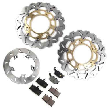 Imagem de Arashi Rotores de disco de freio dianteiro traseiro com pastilhas para Suzuki GSX650F ABS 2008-2014, Bandit GSF650 ABS 2011, GSF1250 2007-2011, acessórios de motocicleta dourados