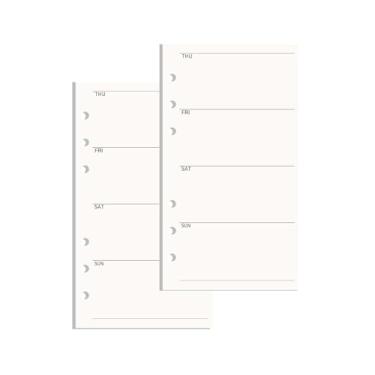 Imagem de NatSumeBasics Refil de papel A6 de 8,89 cm x 16,5 cm sem data para fichário semanal, insere 90 folhas, 6 furos, para diário de viagem pessoal (A6 semanal)