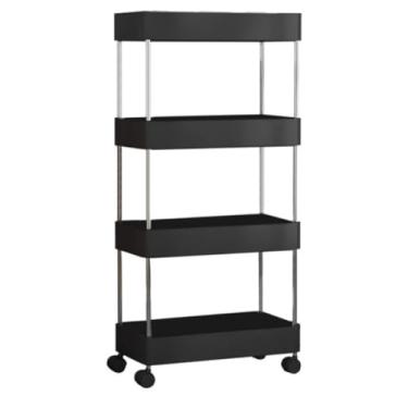 Imagem de Prateleira Carrinho Auxiliar Organizador de Objetos Multiuso 4 Andares com Rodinhas(Branco,G)