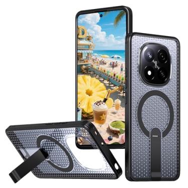 Imagem de Ysnzaq Capa de resfriamento para Xiaomi Redmi 14 Pro/Poco X7, dissipação de calor de favo de mel, capa protetora à prova de choque com suporte magnético invisível para Redmi Note 14 Pro Plus FX preta