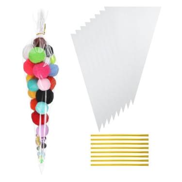 Imagem de PATIKIL Sacos de petiscos, 100 unidades de sacos de presente transparentes de 19 x 38 cm com laços torcidos presente de plástico para lembrancinhas de festa de doces, embalagem de doces, pastelaria