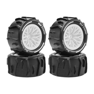 Imagem de Kokiya 4 peças componentes de pneus RC escala 1/18 peças de reposição aros de roda leves instalação fácil substituição para granito, Branco