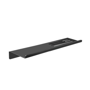 Imagem de Prateleira Suporte Reto Banheiro Preto Fosco Grega Inox 30Cm