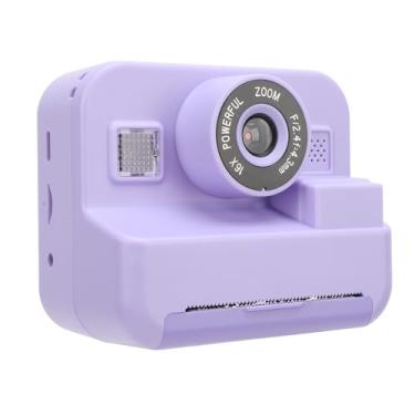 Imagem de Câmera de impressão instantânea de desenho animado de 12 megapixels - Câmera digital infantil com zoom, impressão térmica, câmera fotográfica portátil em rosa (roxo)
