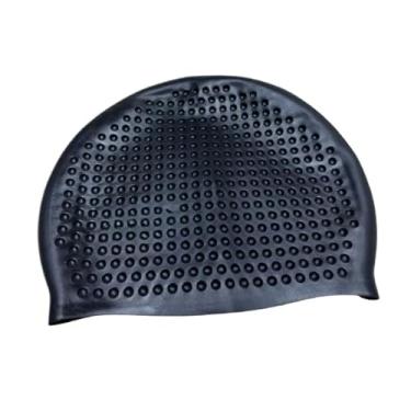 Imagem de Touca De Natação De Silicone Para Adultos, Com bolinhas, À Prova D'água E Antiderrapante (Preto)