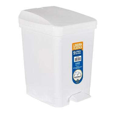Imagem de Lixeira Plástica com Pedal 9 Litros Branca