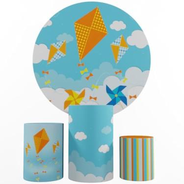 Imagem de Kit Decoração Festa, Painel Pipa + Trio Capas De Cilindros (Color 02)