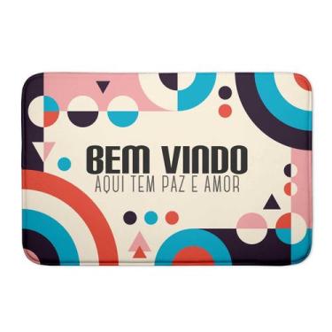 Imagem de Tapete Para Quarto Emborrachado De Porta Colorido Bem Vindo - Novadeco