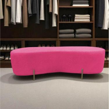 Imagem de Puff Decorativo Orgânico Alana Couro Rosa Pink - Mansão Decor