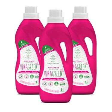 Imagem de Kit 3 Alvejante Natural Sem Cloro Fórmula Com Vinagre Bicarbonato Líquido 1L para Roupas Brancas Coloridas Hipoalergênico Adukto Criança Bebê