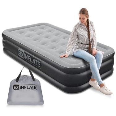 Imagem de Cama Colchão Inflável Cama Bomba de Ar Embutida Luxo Duplo Altura 40, de Altura, EZ INFLATE, Preto