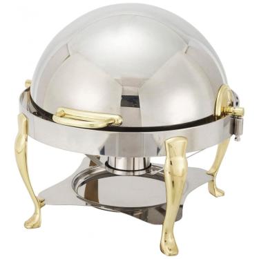 Imagem de Rechaud Redondo 6 L em Aço Inoxidável com Detalhes Dourados, Winco