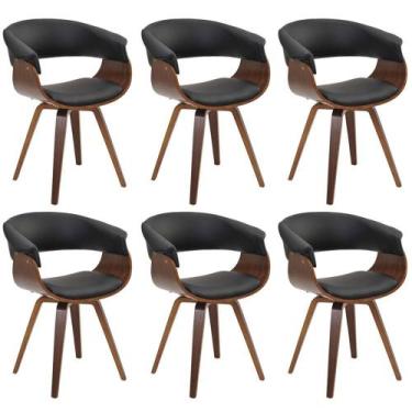 Imagem de Kit 06 Cadeiras Decorativas para Escritório Recepção Ohana Fixa PU Pre