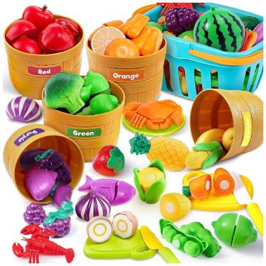 Imagem de Jogos Educativos Joyin Para Crianças: Brinquedos Culinários Com Comida Cortável, Acessórios De Cozinha E Classificação Por Cores