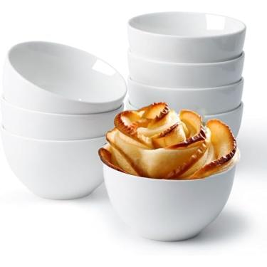 Imagem de Thsinde Conjunto de 6 tigelas pequenas de arroz branco - Tigelas pequenas de porcelana de 293 ml para sopa, cereal, sorvete e acompanhamentos, seguro para micro-ondas/máquina de lavar louça/freezer