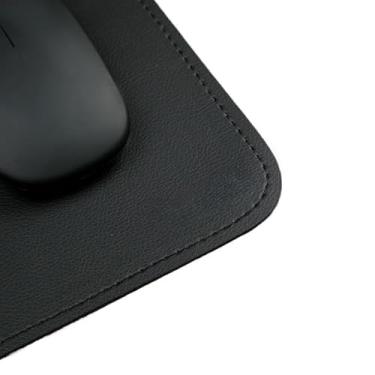 Imagem de Mouse Pad em Couro Ecológico para Controle de Precisão, Modelo 20x20cm Compacto para Viagens e Notebook, Base Antiderrapante(Preto)