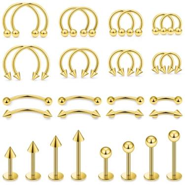 Imagem de Xnsjeyy Piercing labial 16G 20G Ferradura septo nariz anéis de aço cirúrgico Tragus Forward Helix Conch Rook Daith Snug Cartilage Brinco Medusa Vertical Labret Snake Bite Monroe Lip Piercing Joia para