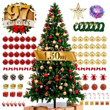 Imagem de BEMMY Kit 97 Árvore De Natal, 1.5m 400 Galhos Árvore De Natal, Arvore Pinheiro de Natal Verde Tradicional. A única Loja Autorizada "Bemmy-BR"