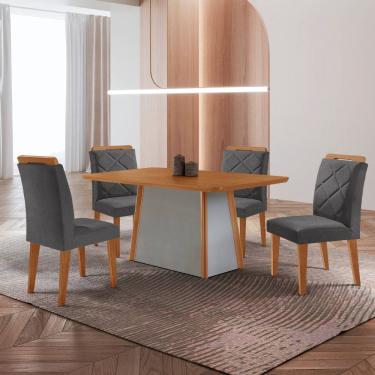 Imagem de Mesa de Jantar Diane Tampo 120cm MDF Canto Copo e 4 Cadeiras Melissa Moderna Mobilia