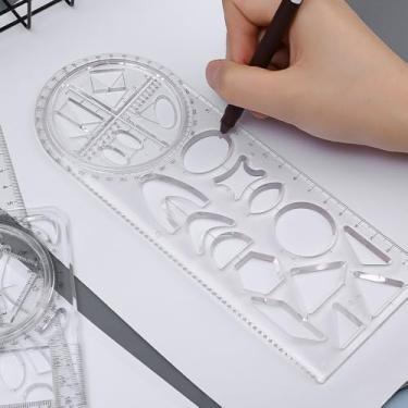 Imagem de 1 régua de desenho geométrico para estudantes, arte matemática, ferramenta de medição, artigos de papelaria, transparente, estilo 2