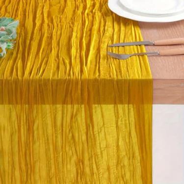 Imagem de Caminho de mesa gaze nude boho pano de queijo de gaze rústico transparente para casamento, festa de chá de bebê