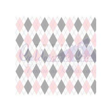 Imagem de Tecido Tricoline Geométrico Rosa e Cinza - 50 x 150 cm - Tecidos Calde