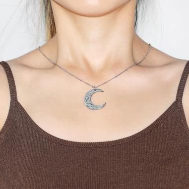 Imagem de Colar Allah Moon Pingente de lua etérea, design elegante para mulheres, feito de aço inoxidável durável, ideal para uso diário ou ocasiões especiais YA4979, Medium, Aço inoxidável, Sem Pedra Preciosa