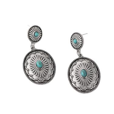 Imagem de Brincos de turquesa feitos à mão para mulheres, moda ocidental, vintage, delicada, boêmia, turquesa, gota, pingente, joia de presente