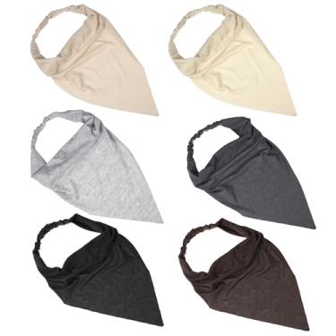 Imagem de Bandanas de cabeça, bandana triangular, lenço elástico, lenço de cabeça para mulheres e meninas, lenço de cabeça para decoração de penteados, cor sólida, preto, cor café, etc, Cor café, cáqui, preto