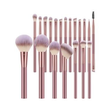 Imagem de Conjunto de 20 pincéis de maquiagem em pó macio, pincel de blush, corretivo, pincel iluminador, cabelo sintético premium ultramacio para maquiagem diária no rosto (F)