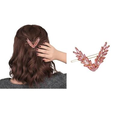 Imagem de Grampo de cabelo de strass rosa para mulheres, elegante prendedor de cabelo para noiva, acessório de cabeça brilhante