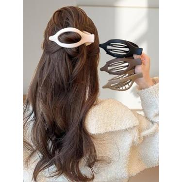 Imagem de Pacote com 4 garras de cabelo femininas grandes - 12 cm/4,72 pol. Grampos de cabelo de plástico leve, elegantes acessórios de cabelo de cor sólida para festa/casual/uso diário presente