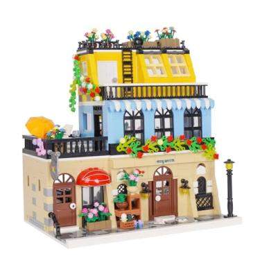 Imagem de Geniteen Conjunto 3 em 1 de construção de casas de cidade, blocos de modelos de arquitetura de villa de praia à beira-mar, brinquedos Street View, kit de construção moderna para adultos e adolescentes