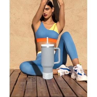 Imagem de Capa protetora de silicone para bota, compatível com Stanley Tumbler de 567 a 1,134 g e garrafa Hydro Flask de 340 g - 680 g, glitter reduz amassados para mais garrafas/copos Parte inferior de 7 a 7,5