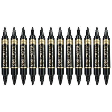 Imagem de Marcador Permanente Ponta Chanfrada Duas Pontas Preto 10unid