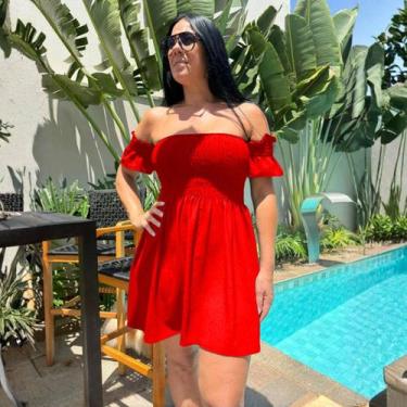 Imagem de Vestido Feminino Curto Ombro A Ombro Feminino Verão Lançamento 2025 - 