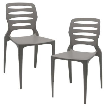 Imagem de Kit 02 Cadeiras Para Cozinha Área Gourmet Jardim Empilhável Larsen P03 Basalto - Lyam Decor